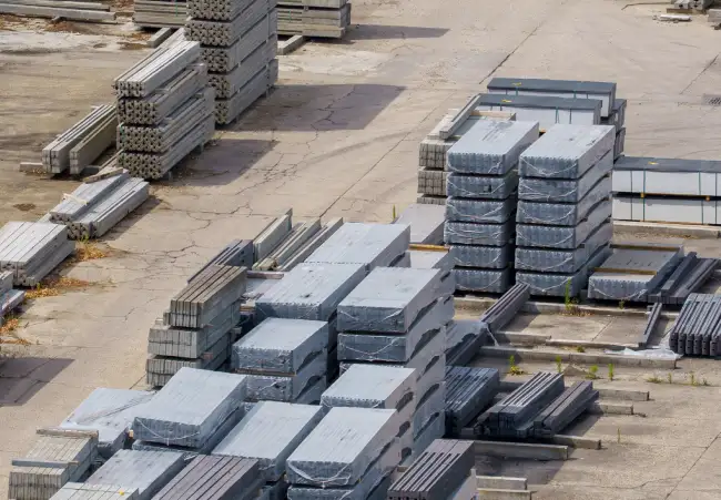 stacks of precast concrete materials
